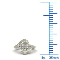 1 2Ct TDW hercegnő vágás gyémánt 10K sárga arany klaszter halo bypass eljegyzési gyűrű