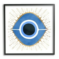 Stupell Industries absztrakt kék gonosz szem szimbólum grafikus fekete keretes művészet nyomtatott fali művészet, design