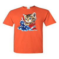 Férfi póló Rövid ujjú-amerikai zászló macska