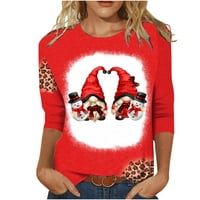 Sleeve felsők Női tunika, karácsonyi ingek női ujjú Divat karácsonyi felsők Xmas aranyos nyomtatott Ünnep Tshirts elegáns