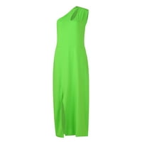Nyári ruhák női Molett méretű sovány egy váll rés Egyszínű aszimmetrikus ruha Zöld XXXL